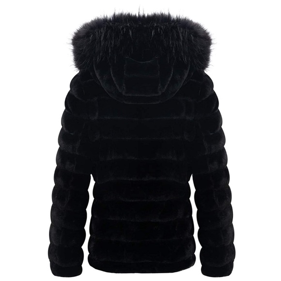 Double Sided Faux Fur Puffer Jacket Hooded-Fur - Picture 3 of 11